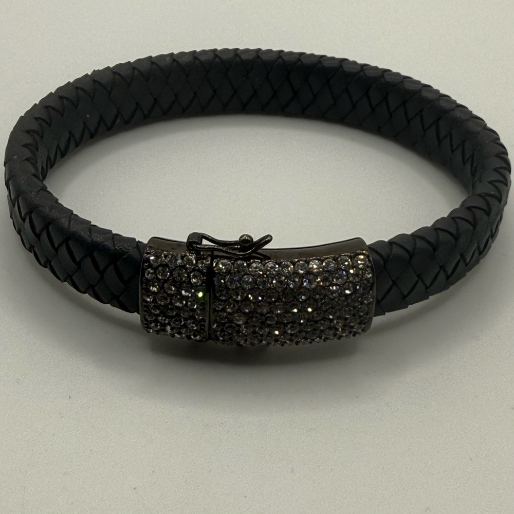 Brighton leather rhinestone Bracelet magnetic clasp 7” - Picture 4 of 9